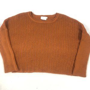 Lush Women's Small Medium S/M Clay Brown Open Weave Knit Cropped Sweater Self